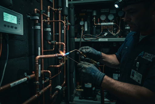 HVAC technician servicing a system